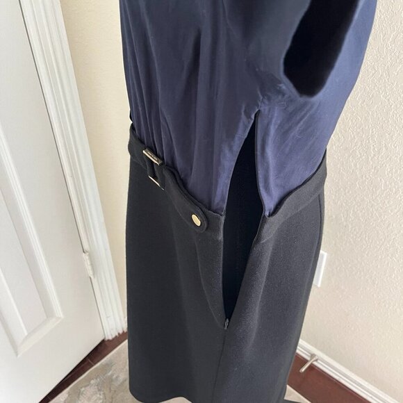 TORY BURCH Navy & Black Cotton & Wool Blend Dress Style#30142410 Sz.XL - Picture 8 of 13